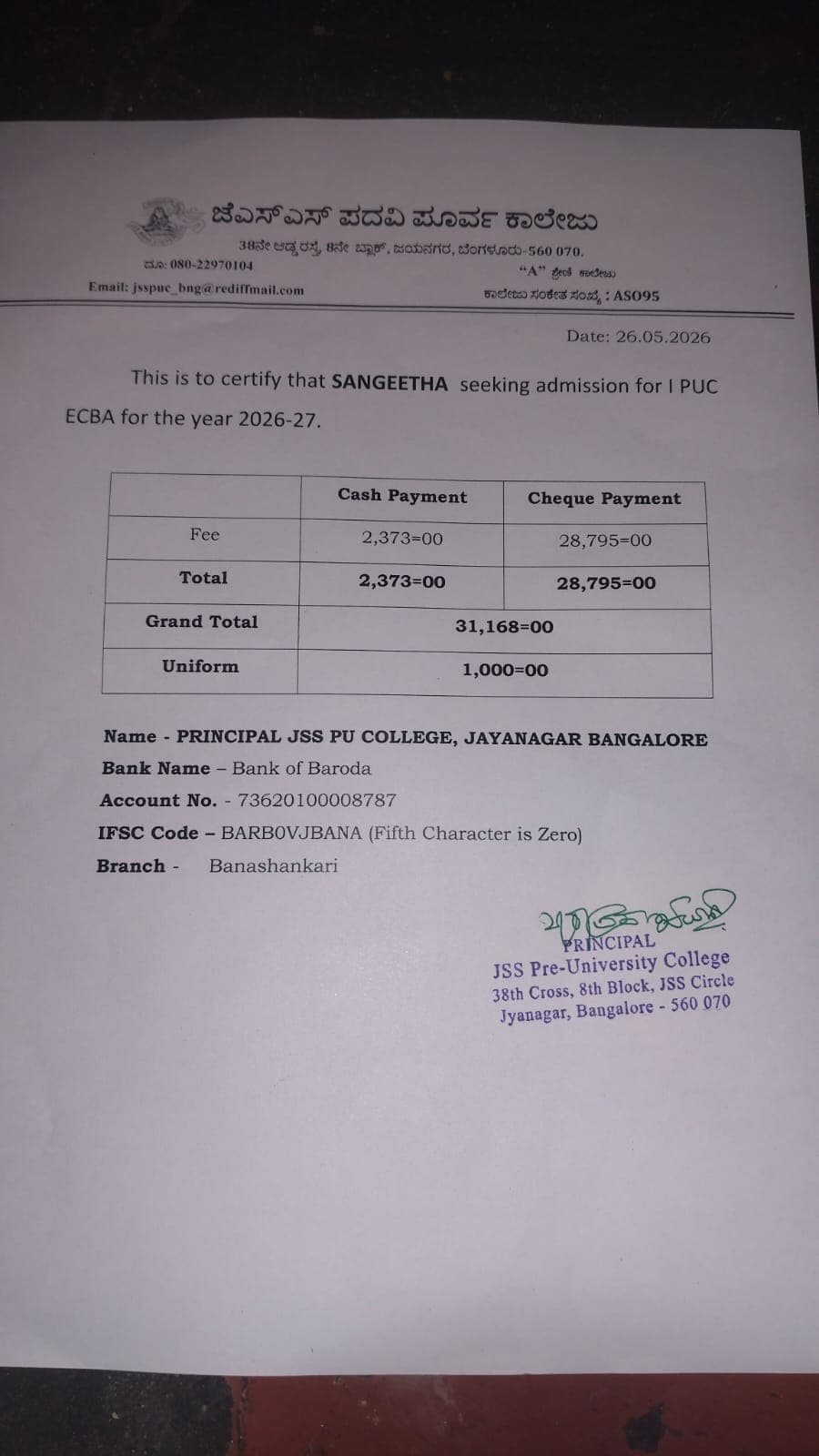 Contribution to Girl Education